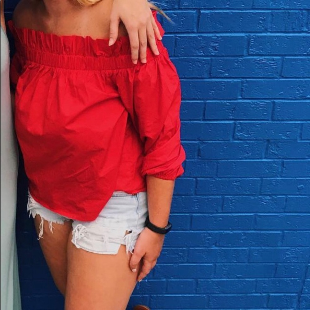 Red off the shoulder top